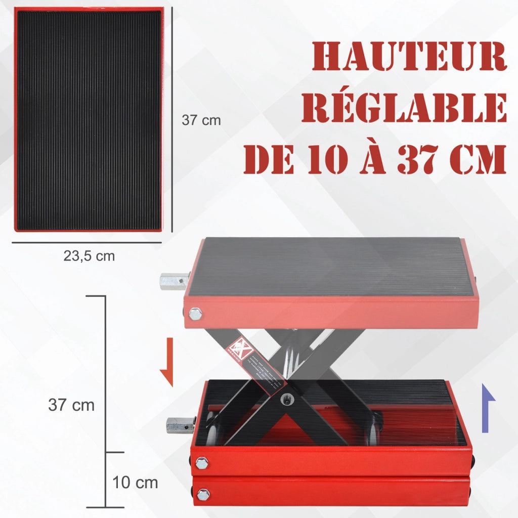 Cavalletto per Moto ¨C zephmum ¨C Regolabile 10-37 cm, Rosso e Nero