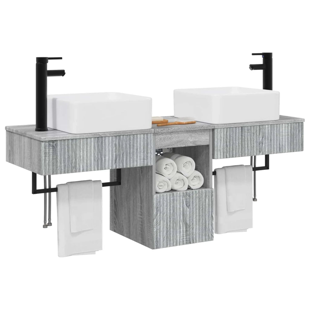 Set di mobili per il bagno 3 pz Sonoma grigio 3405603