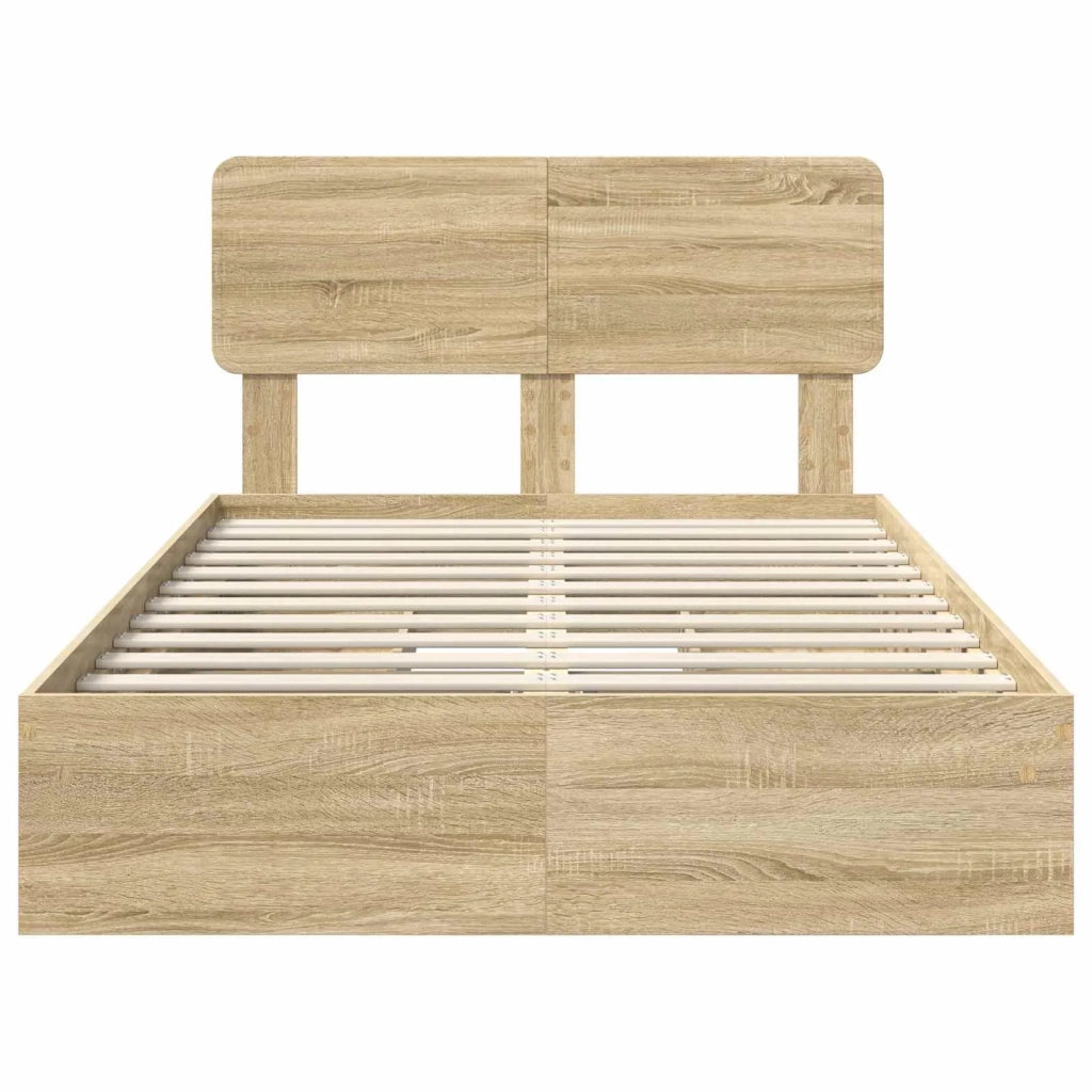Letto con Contenitore con testiera Rovere Sonoma 135 x 190 cm 3412285