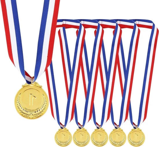 Medaglie d'oro per premiazioni - 6 pezzi con cordoncino per premi 1° posto gare sportive gare di danza talent show staffette gare gastronomiche