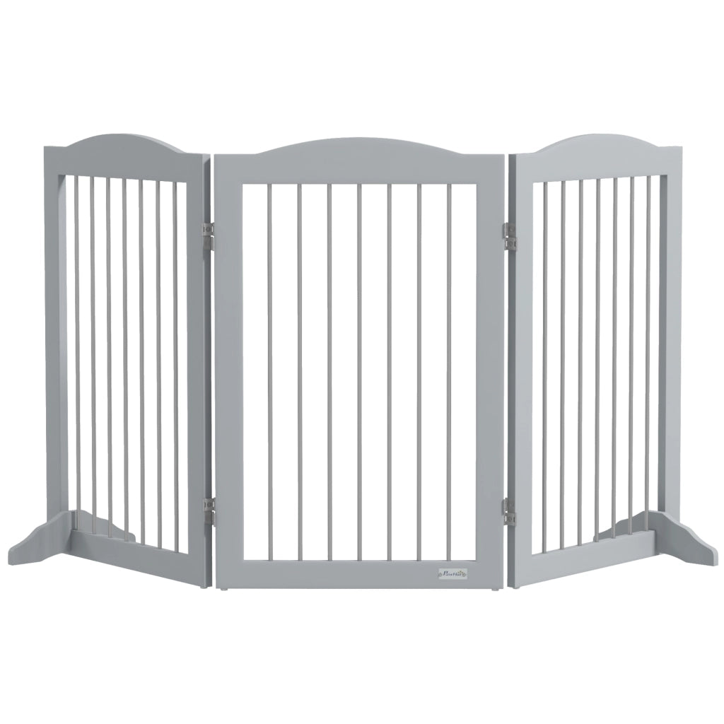 Cancello per Cani Pieghevole per Scale e Porte con Supporto a Piede ¨C Zephmum ¨C Grigio 154x30x80 cm