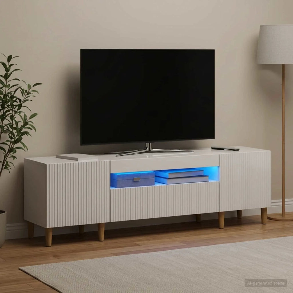 Mobile TV LED Bianco Lucido Legno ingegnerizzato 896689