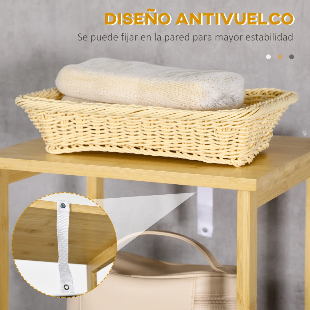 Armadietto Bagno Alto ¨C Minimal ¨C Legno Bamb¨´ 34x30x173 cm