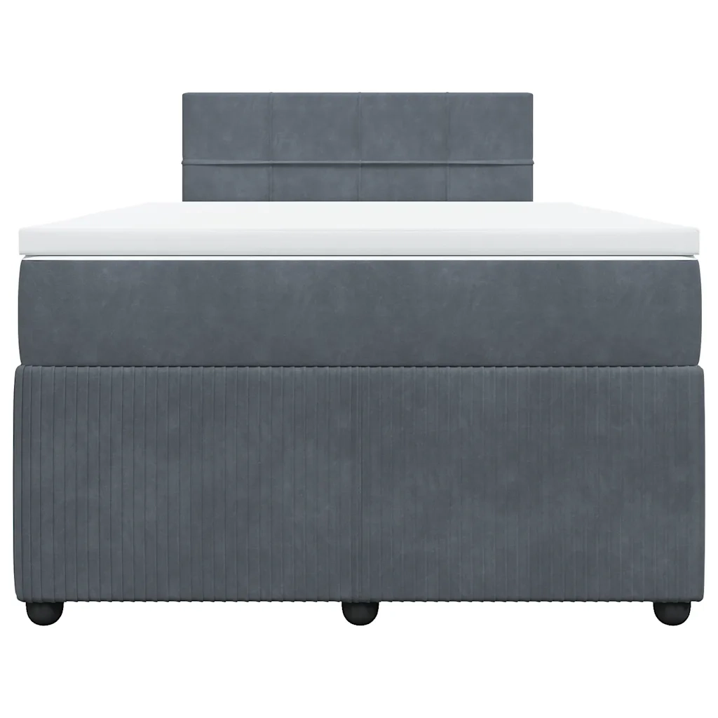 Giroletto a Molle con Materasso Grigio Scuro 120x190 cm Velluto
