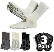 Confezione di 3 paia di calzettoni antiscivolo, calzettoni Pilates Yoga antiscivolo, lunghezza media, assorbe la sudorazione e respira, per abbigliamento sportivo e di tempo libero.