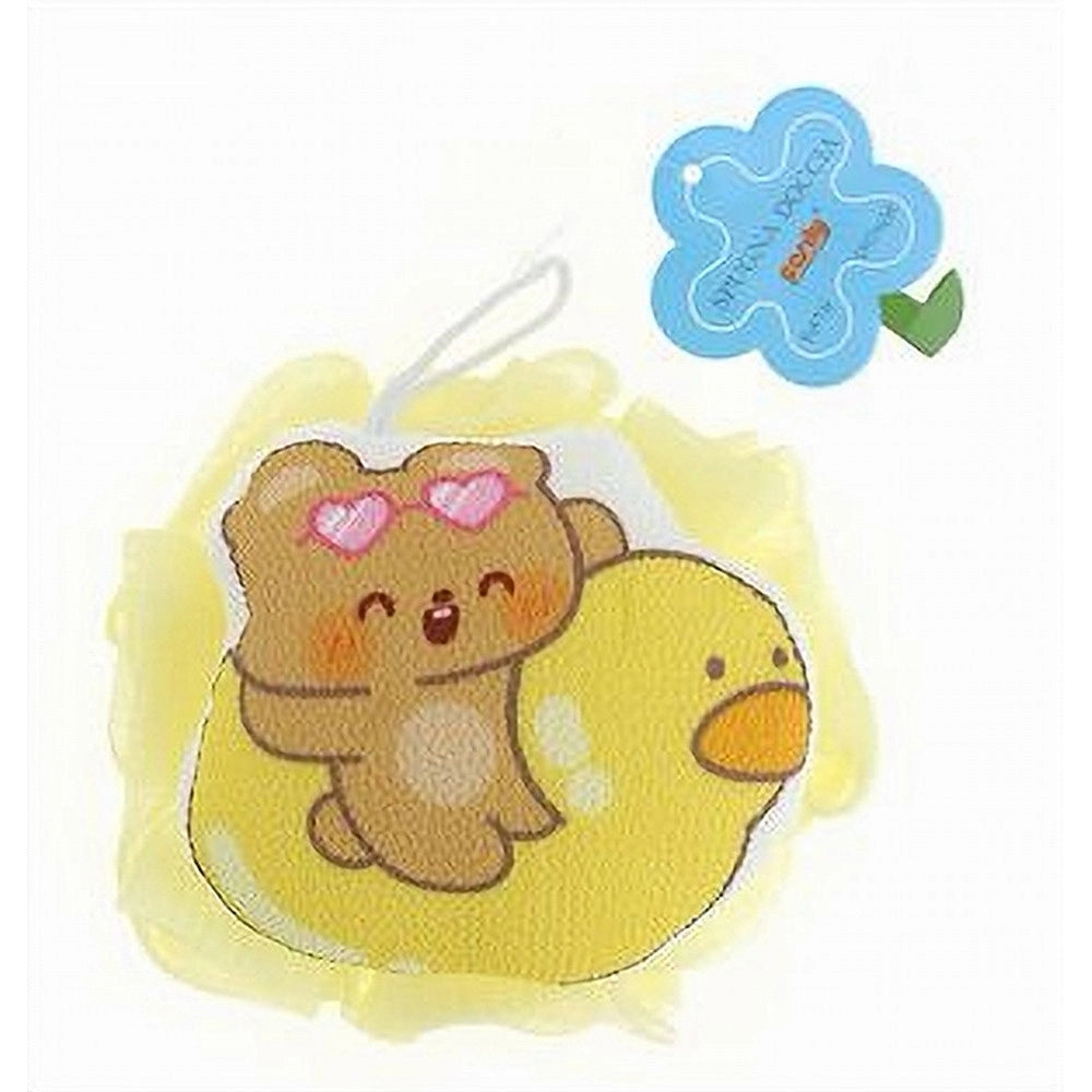 Trade Shop - Spugna Retina Da Doccia Bagno Spugnetta A Rete Con Orso Papera Pelle Corpo 10748 -