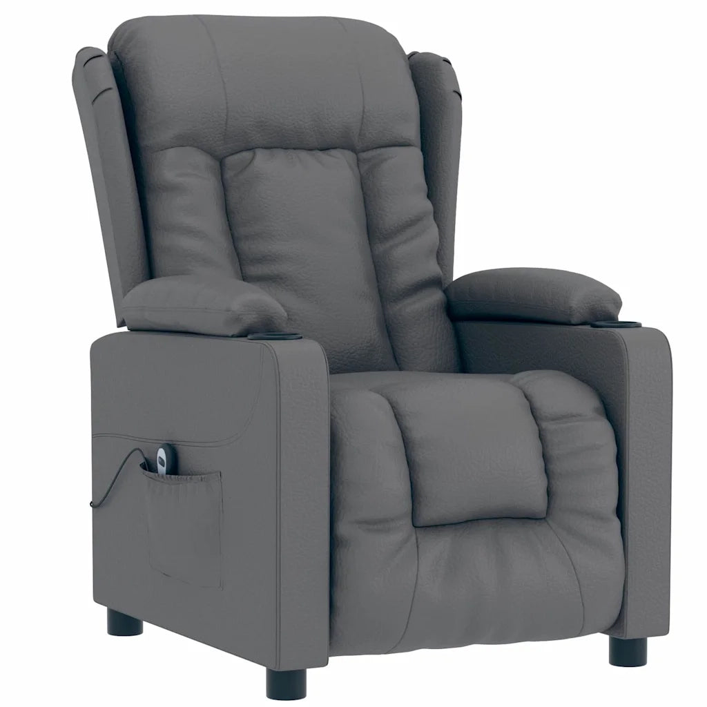Divano Sedia-Poltrona Reclinabile Elettrica Grigia in Similpelle 538711