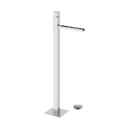 Miscelatore waterfall ideale per i moderni lavabi da pavimento dotato di bocca a cascata e scarico click-clack