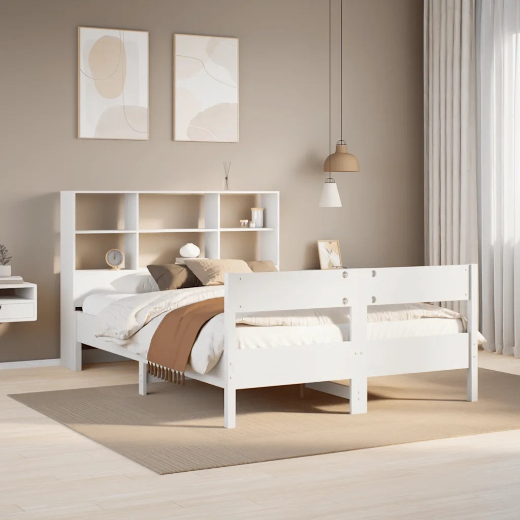Letto Libreria senza Materasso Bianco 160x200 cm Legno di Pino