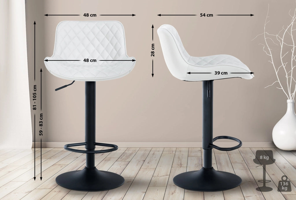 Set di 2 Sgabello da bar Minosa bianco,Finta pelle