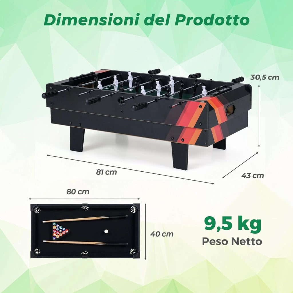 Tavolo Multigioco, Gioco Multifunzione 4 in 1-Calcio Balilla, Tavolo da Biliardo, Ping Pong, Air Hockey, Calcetto Multigioco per Adulti e Bambini, Casa Feste Bar (Nero)