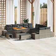Set Divano da Giardino con cuscino 13 pcs Grigio Poly Rattan 3364788