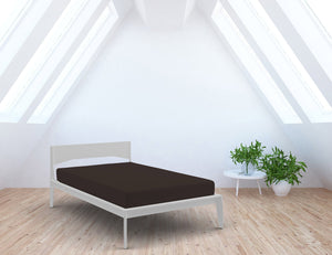 Lenzuolo Sotto 1 Piazza e Mezzo con Angoli ed Elastico Tinta Unita Marrone