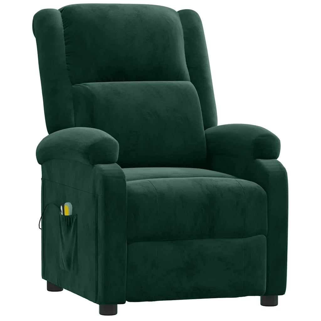 Poltrona Massaggiante Elettrica Verde Scuro in Velluto 3098406