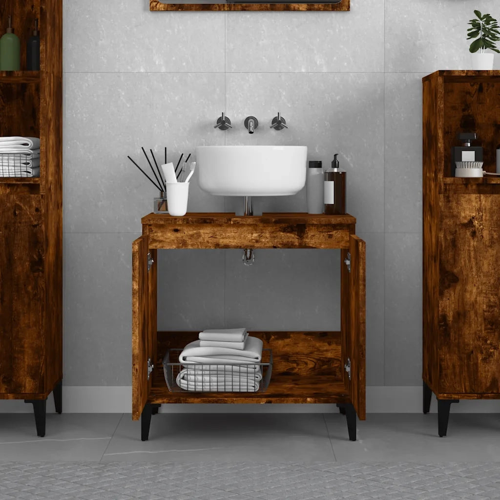 Mobile Lavabo Rovere Fumo 58x33x60 cm in Legno Multistrato 821265