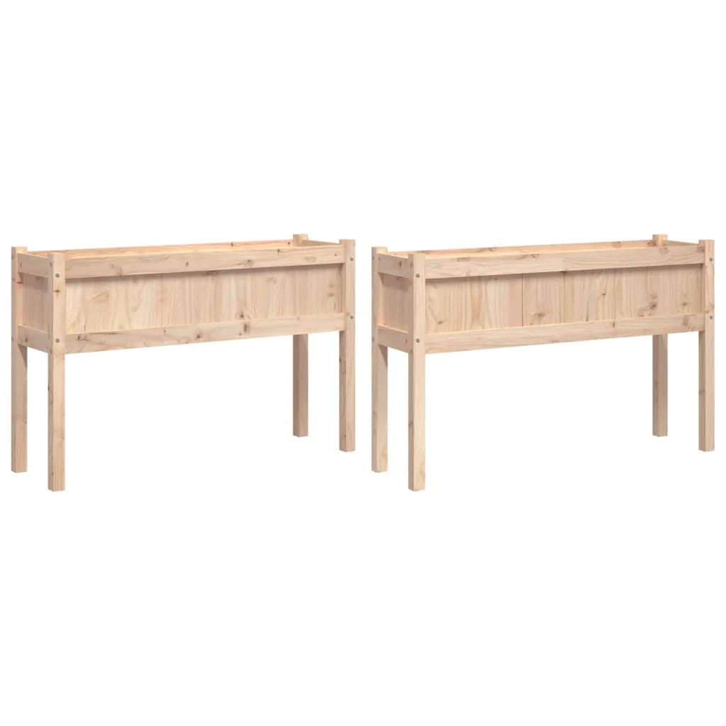 Fioriera rialzata per piante fiori giardino terrazze set da 2 con gambe in legno massello di pino marrone 02_0039020
