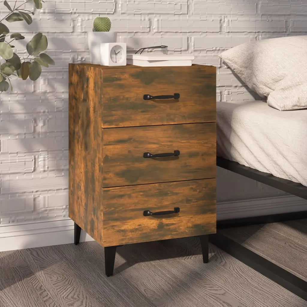 Comodino | Armadio da Notte | Mobiletto da notte Rovere Fumo 40x40x66 cm in Legno Multistrato