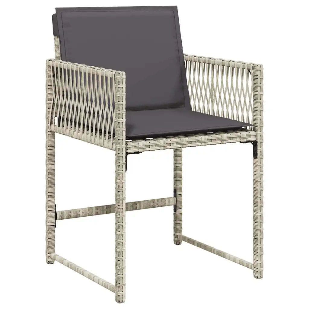 Set da Pranzo da Giardino 13pz con Cuscini Grigio in Polyrattan