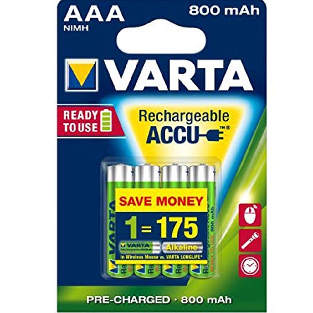 Trade Shop - 4 Pile Varta Mini Stilo Batterie Ministilo Aaa Alkaline Ricaricabili 800mah Hr03 -