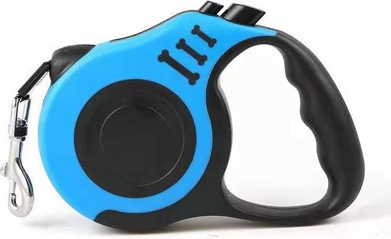 Laccio per Cani - 5 Metri - Automatico - Resistente e Duraturo - Adatto per Grossi Cani - Utilizzo Intenso - Maniglia Comoda - Blu