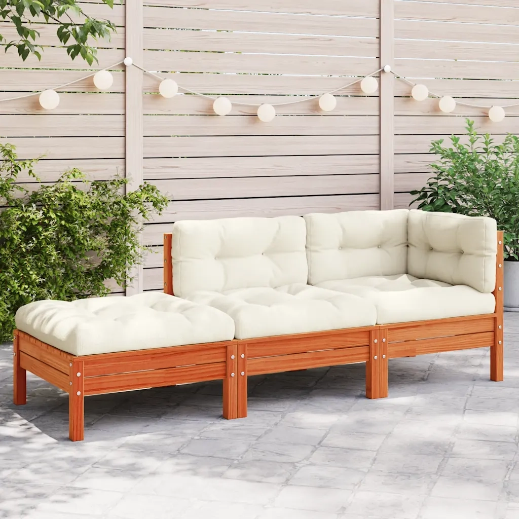 Divano da Giardino con Cuscini e Poggiapiedi 3 Posti 838174