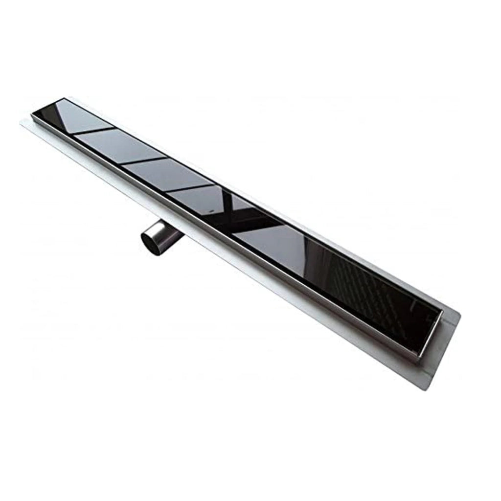 Canalina di scarico doccia in acciaio inox con cover vetro nero 60 cm mod. Glass