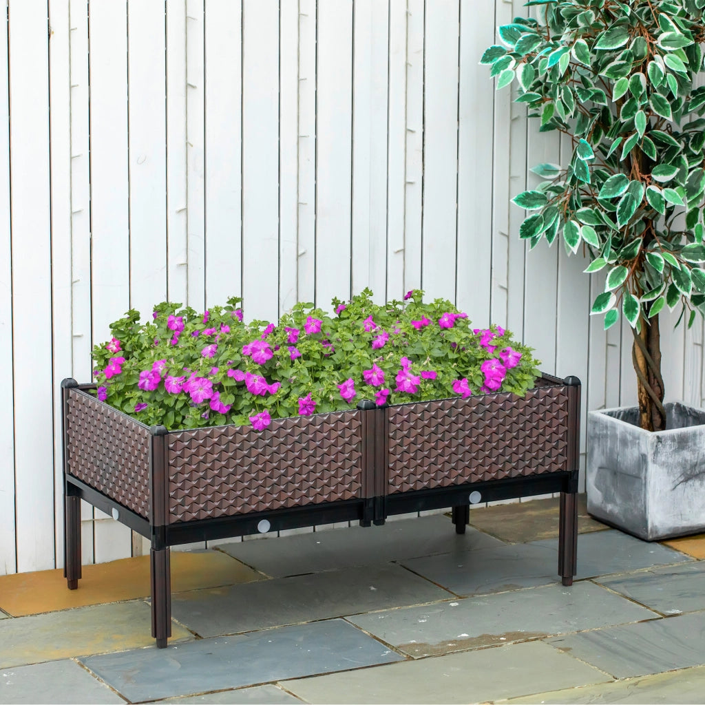 Giardiniere Quadrate Elevate 2 Pezzi ¨C zephmum ¨C 50x50x46,5 cm Marrone