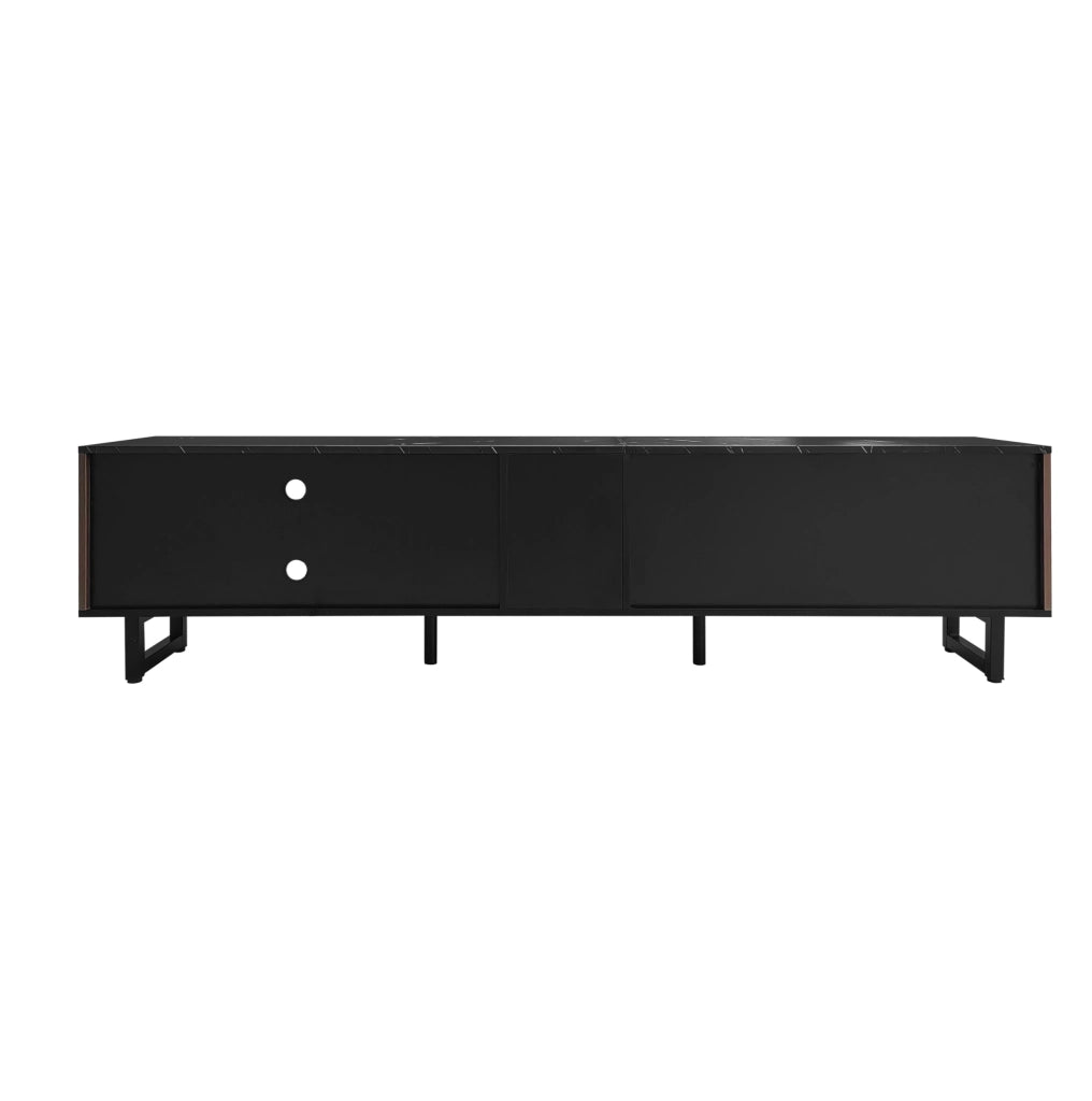 Mobile TV 200x38x50 cm; 2 ante e 2 cassetti con LED multicolore; MDF nero e legno