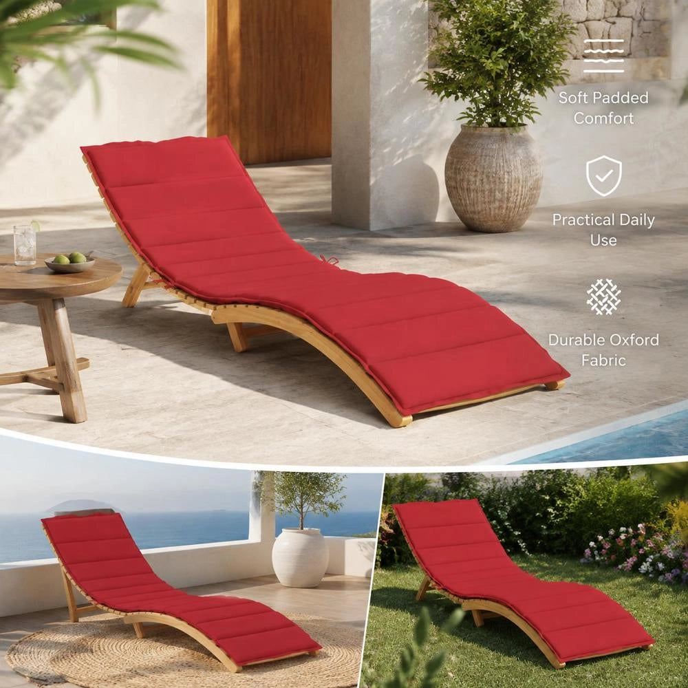 Sun Lounger Cushion, Red, 200x60x3 Cm, Oxford Fabric