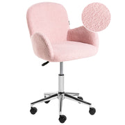 Sedia da ufficio girevole con altezza regolabile in tessuto boucle rosa pastello stile moderno retrò ufficio di casa