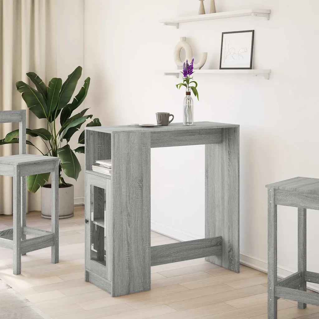 Tavolo Bar con Rastrelliera Grigio 101x40x103,5 cm Multistrato