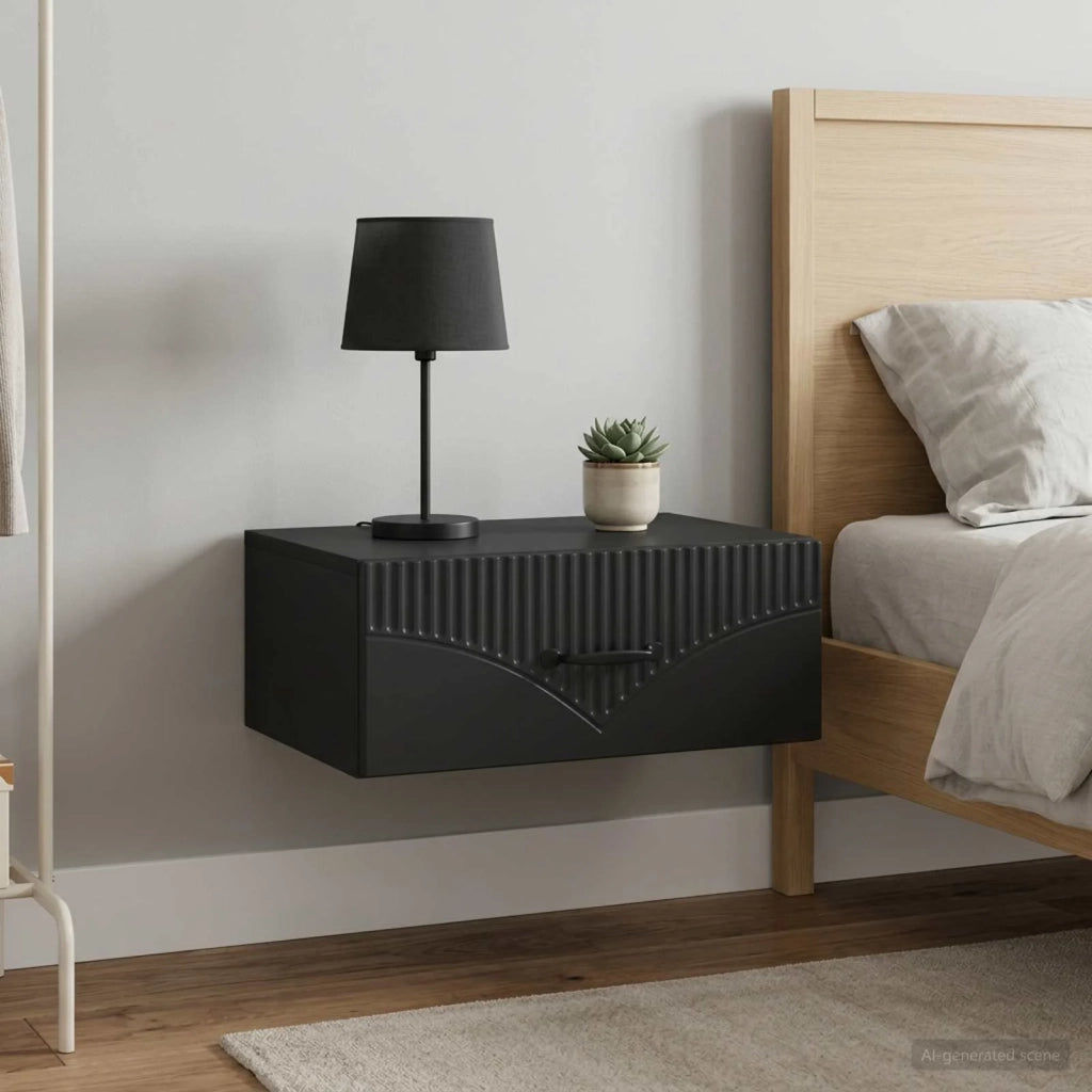 Mobiletto da notte a muro 2 pcs Nero 49 x 34,5 x 20 cm 898958