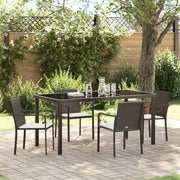 Set da Pranzo per Giardino 5 pcs Marrone e Nero Rattan in PE