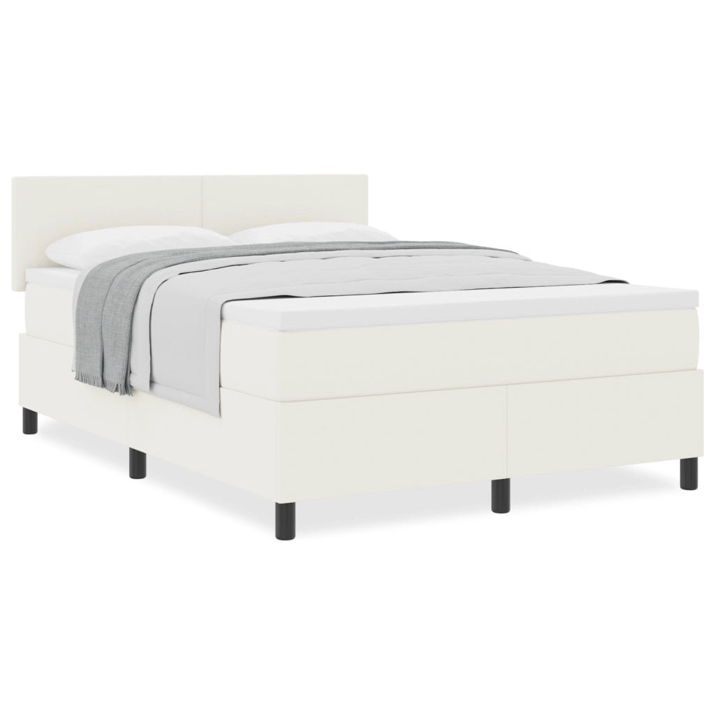 Letto Box Spring con Materasso Panna 140x200 cm Tessuto Corduroy