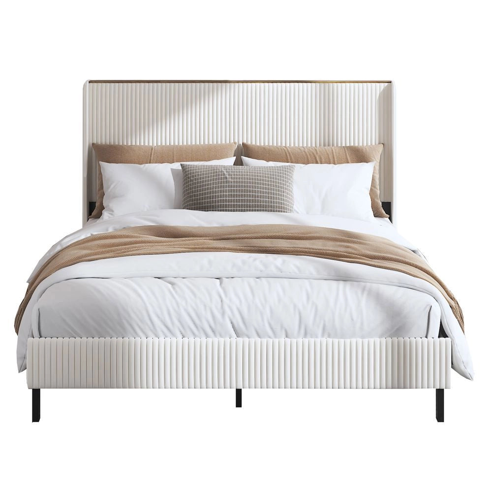 Letto Contenitore Imbottito 160x200cm - Xylo - Testiera Tessuto con Design Anti-Scorcio