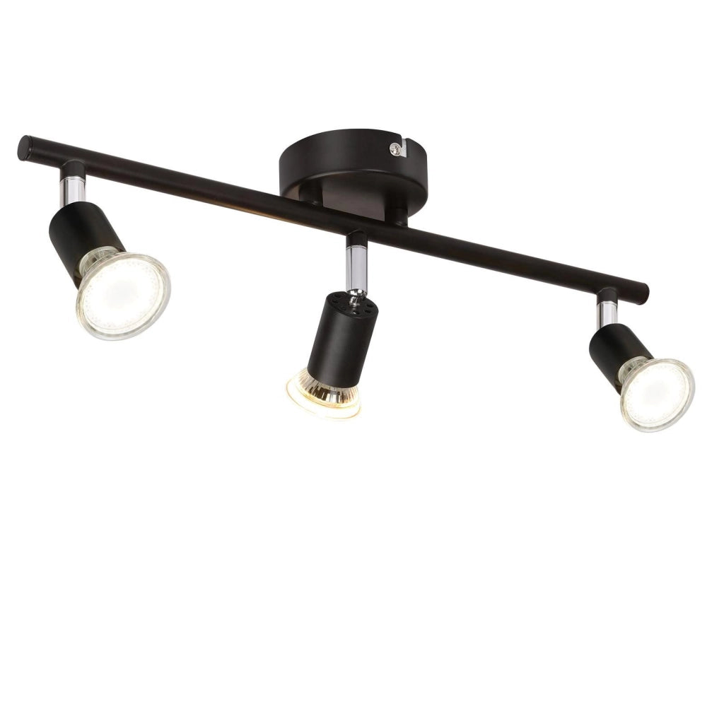ZMH Faretto da soffitto neri 3 luci GU10 metallo rotanti 330° stile moderno per soggiorno corridoio senza lampadina