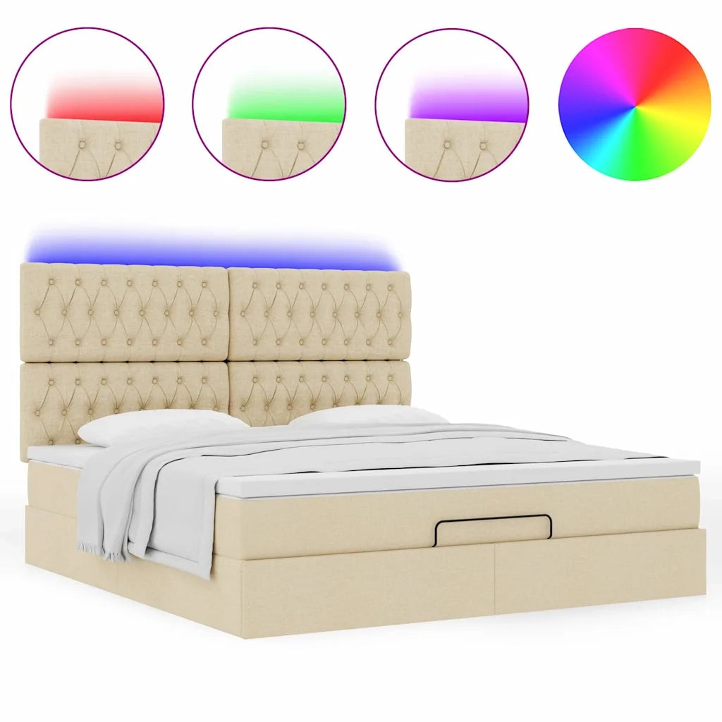 Struttura Letto Pouf con Materasso Crema 180x200 cm in Tessuto 3314112