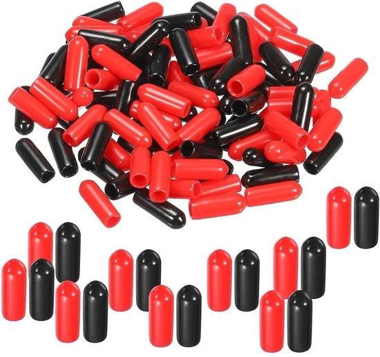Elettrodi di Protezione in Gomma - 100 Unità - Flexibili e Resistenti - Nero Rosso - Per Viti e Cavi