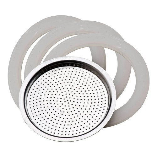 Pedrini 02CF039-RG1 Steelmoka Guarnizioni con Filtro Ricambio Caffettiera 10 Tazze Silicone Alimentare colore Bianco