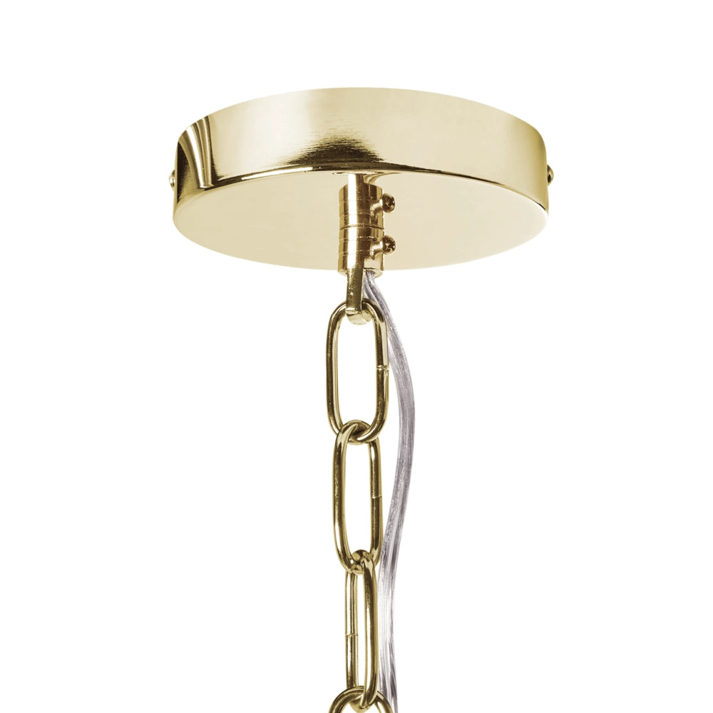 Lampadario a 6 luci in stile tradizionale per soggiorno e sala da pranzo con base in metallo e paralumi in tessuto oro