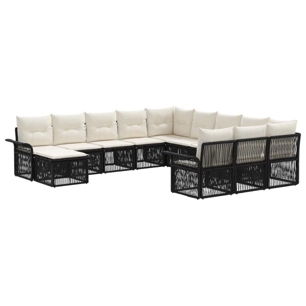Set Divano da Giardino 12 pcs Nero e Bianco Crema polyrattan 3435034
