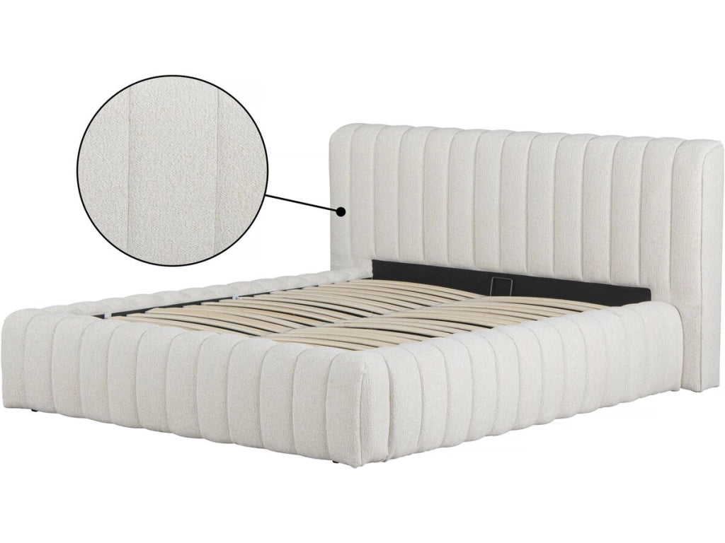 Letto matrimoniale in tessuto "Tignes" con contenitore - 140 x 190 cm - Beige