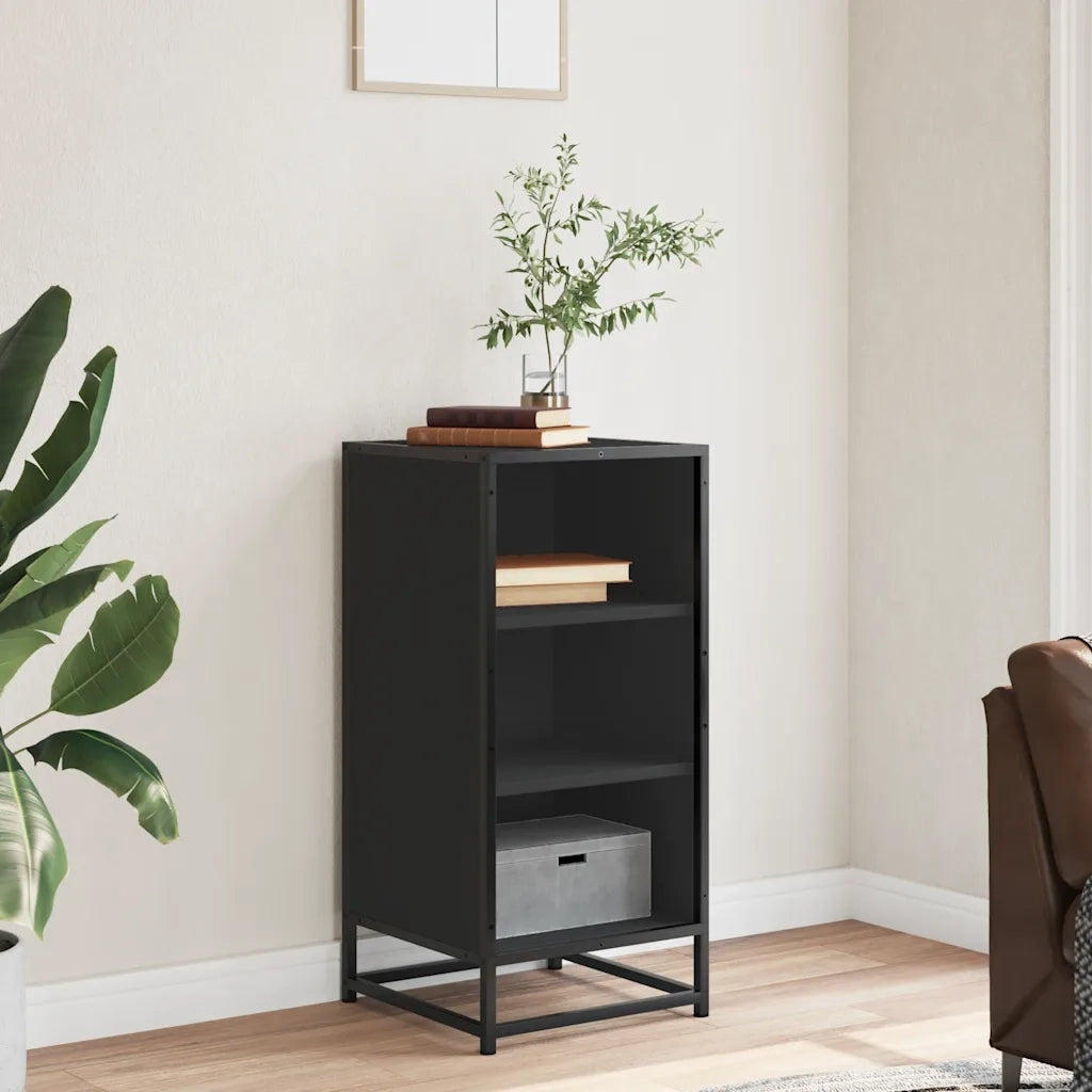 Credenza-Buffet-Armadio da cucina Rovere Nera 35,5x35x76 cm in Truciolato e Metallo 592762