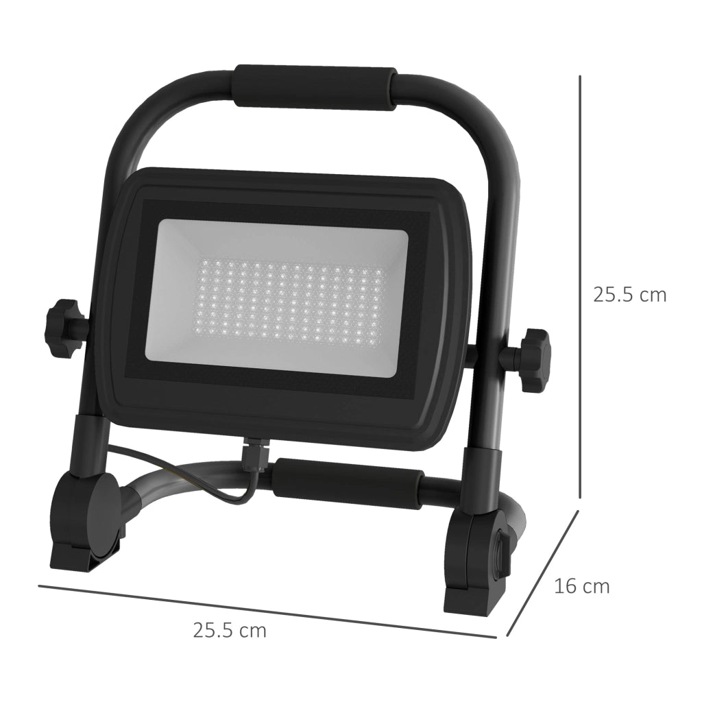 Faretto LED da Esterno IP65 25,5x16x25,5 cm da 6500k con Testa Girevole e Supporto Nero