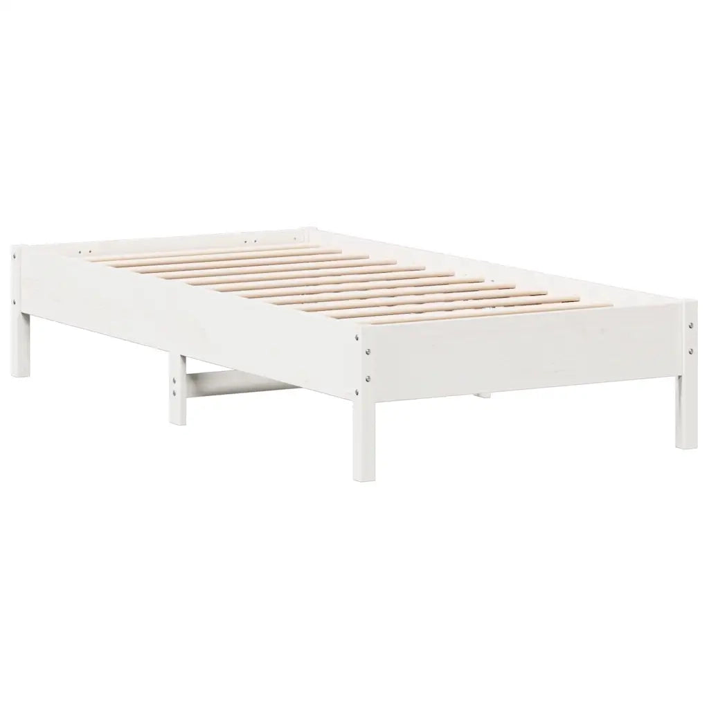 Letto senza Materasso Bianco 75x190 in Legno Massello di Pino 842731