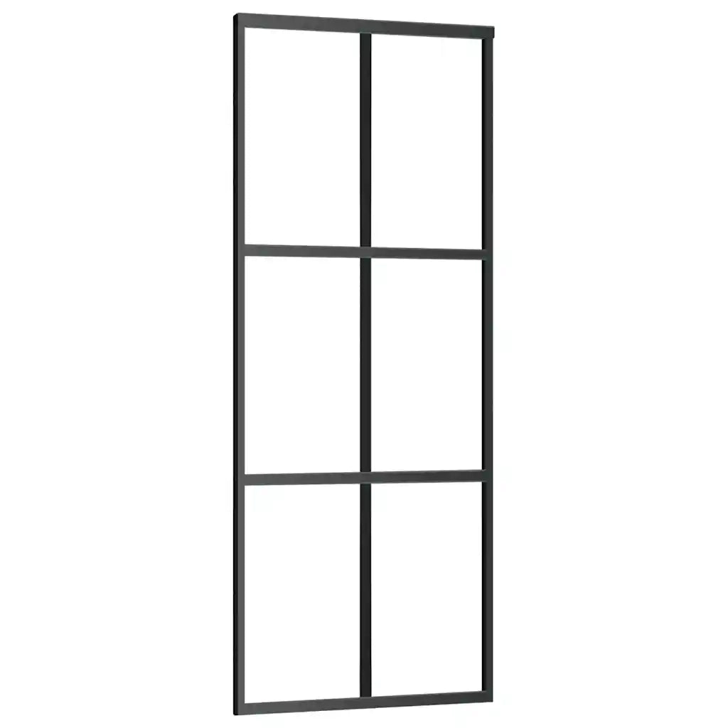 Porta Scorrevole con Ferramenta Nera 76x205 cm in Vetro ESG