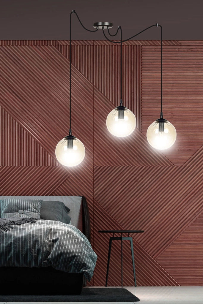 Lampadario Emibig GIGI 3, 3xE14 nero miele vetro metallo