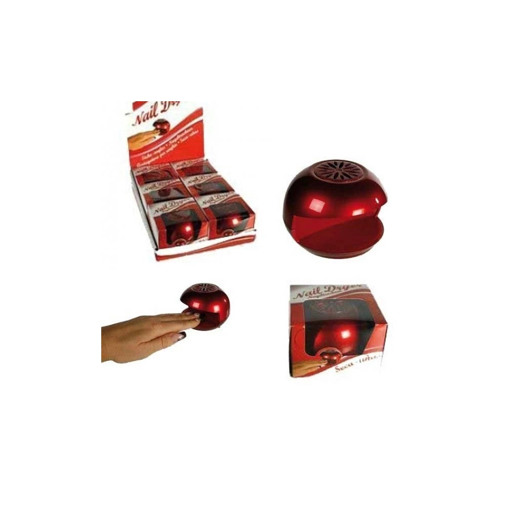 Trade Shop - Asciuga Unghie Smalto Da Viaggio Portatile Con Ventolina Colore Rosso 10 X 7 Cm -