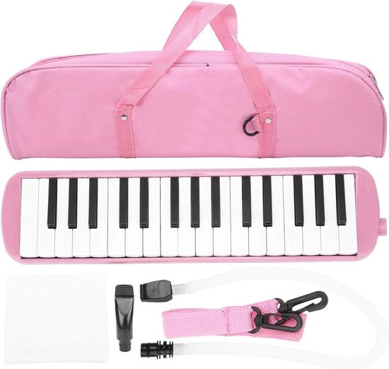 Melodica a 32 tasti con porta - Adatto per principianti o appassionati di melodica (rosa)