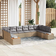 Set Divano da Giardino con cuscino 10 pcs Beige Poly Rattan 3348176